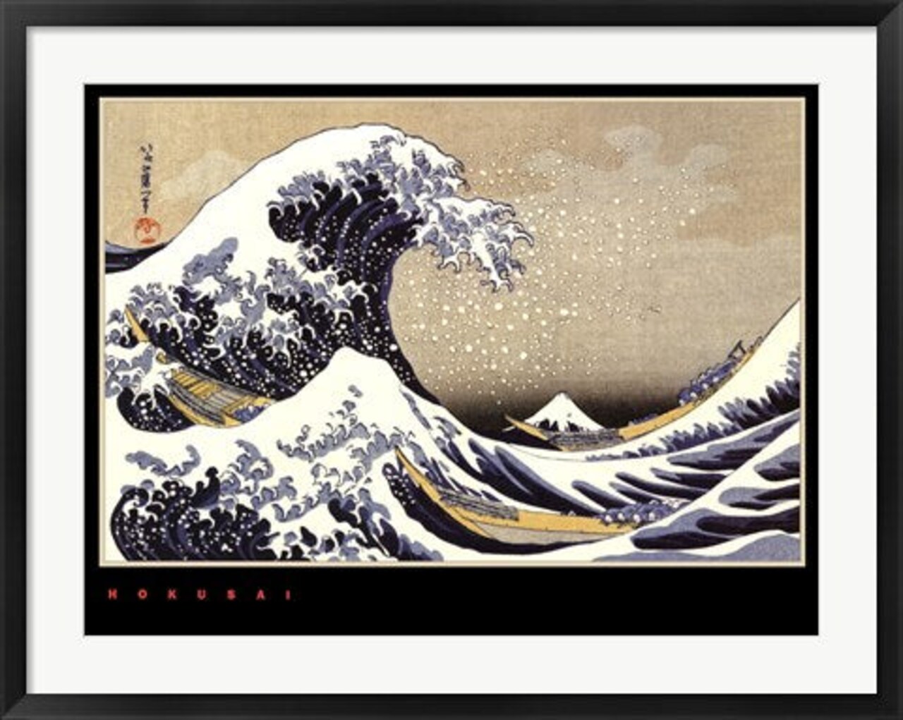 Framed Art The Great Wave by Hokusai - Iconic Japanese Woodblock for 23 5/8 x 31 1/2 inch